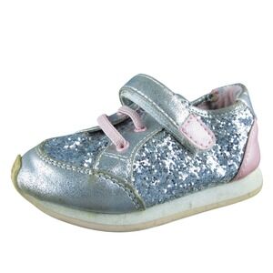 Born Girls Sneaker Size T 5 Medium Shoes‎ Silver Leather Hook & Loop